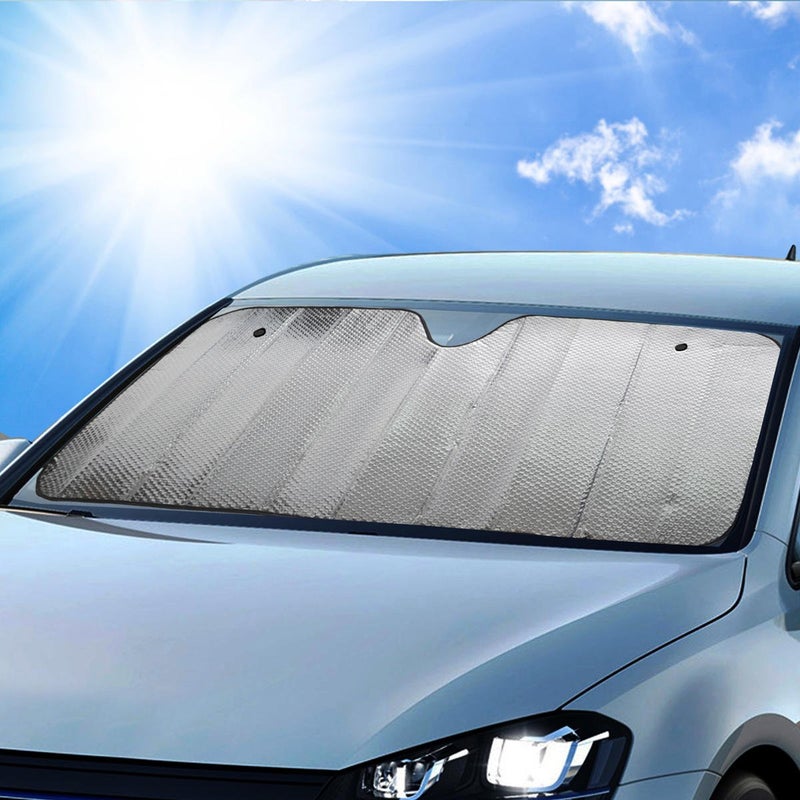 BDK Standard Chrome Double Bubble Folding Accordion Auto Windshield Sun Shade - Blocks UV Rays Sun Visor Protector, Sunshade to Keep Your Vehicle Cool and Damage Free, Easy to Use - 58 x 24 in, AS-215 - Image 2